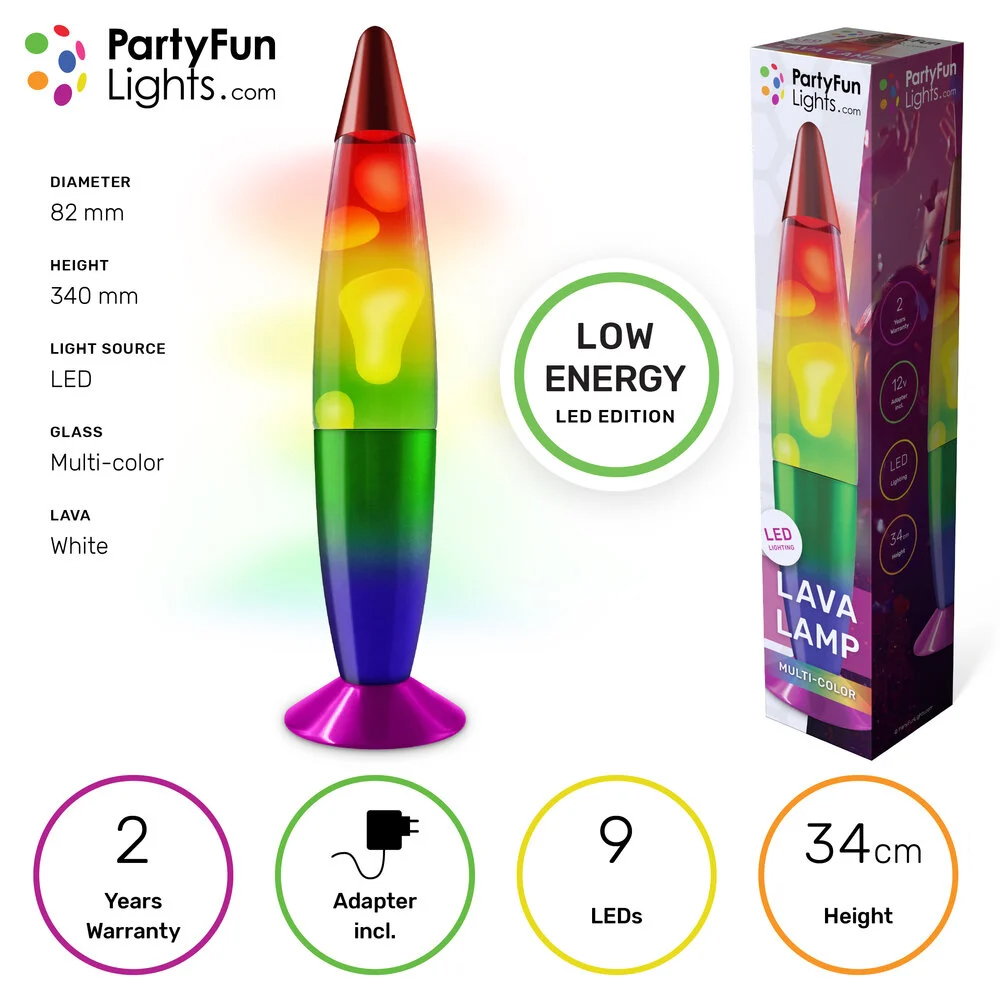 Multicolor lavalamp - 34 cm - Met kleurveranderende LED verlichting - 9 LED - Afbeelding 4