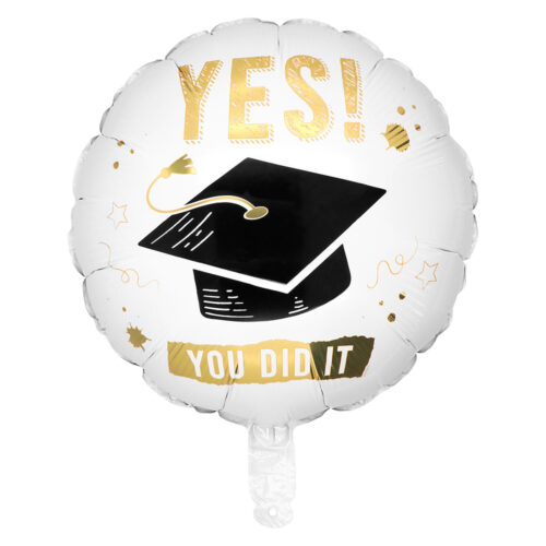 Folieballon Yes! You did it - Geslaagd ballon 45 cm - Wit/goud