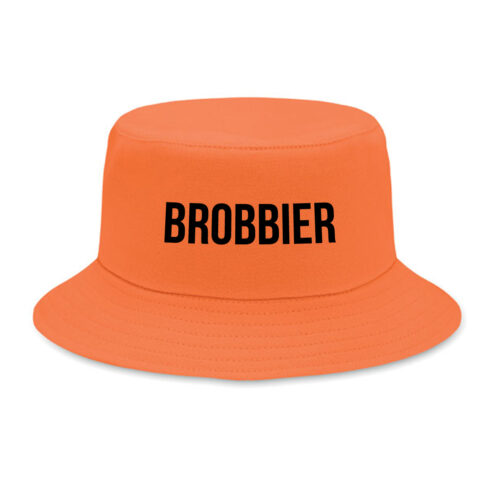 Oranje bucket hat - Brobbier - One size katoenen vissershoedje