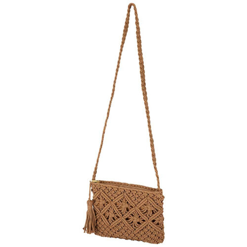 Sarlini gevlochten schoudertas - Crossbody tas bruin