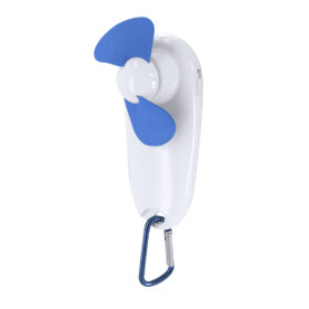 Handventilator met zaklamp en karabijnhaak - Draagbare mini ventilator - Blauw