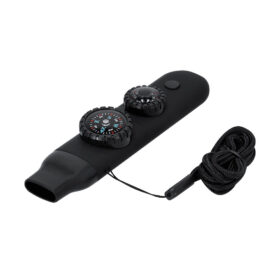 6-in-1 veiligheidsfluitje met kompas, thermometer en zaklamp - Noodfluit voor noodpakket - Zwart