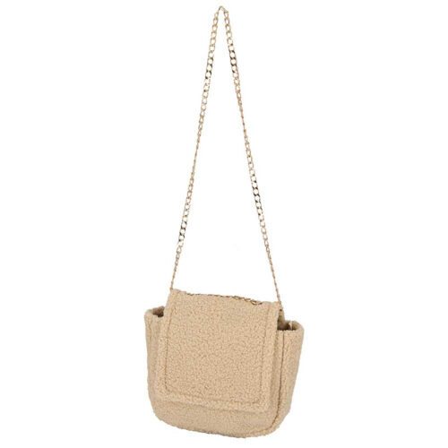 Sarlini schoudertas teddy - Crossbody tas met ketting - Beige
