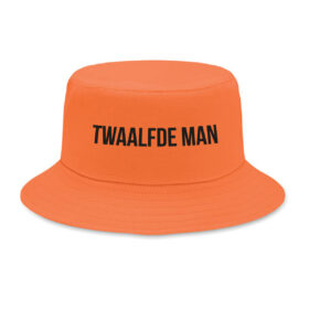 Oranje bucket hat - Twaalfde man - One size katoenen vissershoedje