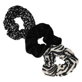 Sarlini scrunchie zebraprint set - Haarelastiek zwart/wit - 3 Stuks