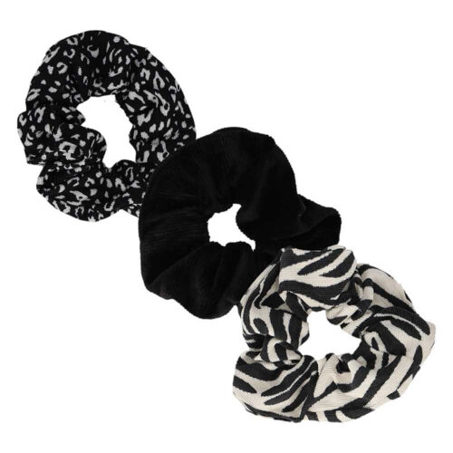 Sarlini scrunchie zebraprint set - Haarelastiek zwart/wit - 3 Stuks