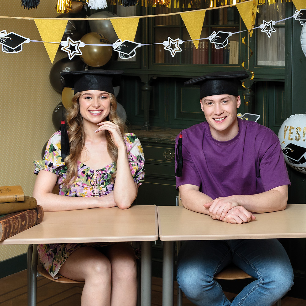 Afstudeerhoed met kwast - Geslaagd hoed 59 cm - Zwart - Afbeelding 2