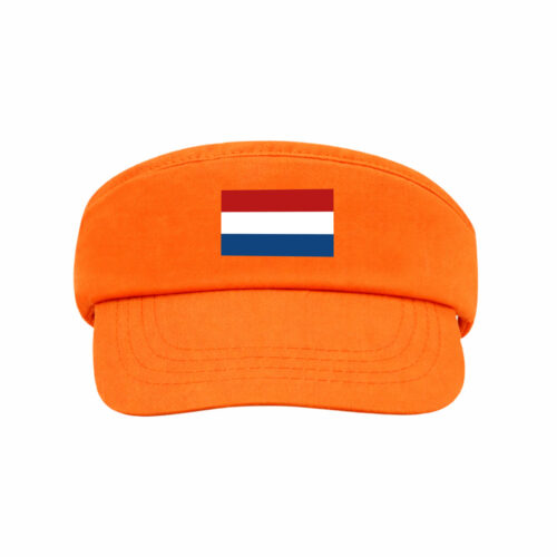 Oranje zonneklep met klittenbandsluiting - Nederlandse vlag