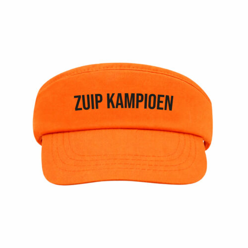 Oranje zonneklep met klittenbandsluiting - Zuip Kampioen