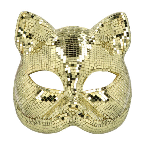 Kattenmasker disco - Dierenmasker met elastieken sluiting - Goud