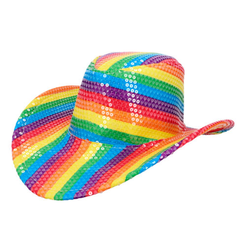 Cowboyhoed Pride - Hoed met pailletten - Regenboog - 59 cm