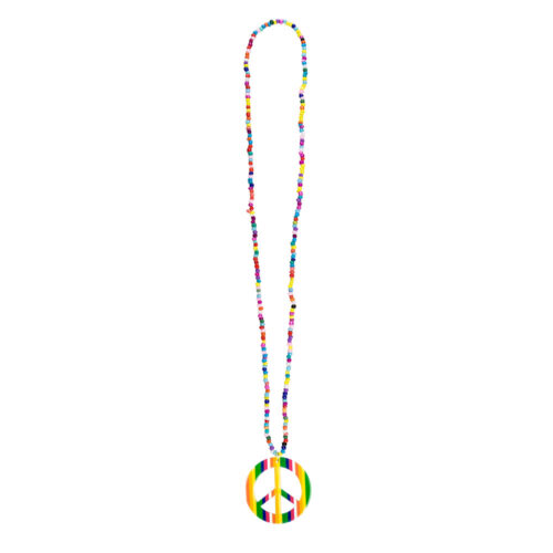 Kralenketting - Hippie ketting met Peace teken - Multicolor