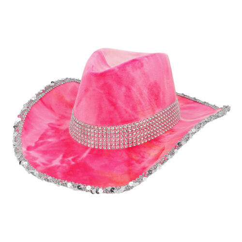 Cowboyhoed suède - Hoed met glitters en pailletten - Roze