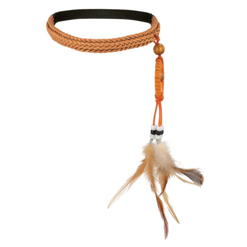 Hippie hoofdband - Gevlochten dreamcatcher haarband met veren - Bruin/oranje