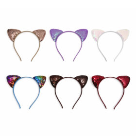 Kinder diadeem set met kattenoortjes - Glitter pailletten haarbanden - 6 stuks