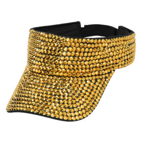 Gouden zonneklep met strass steentjes - Verstelbaar met klittenbandsluiting