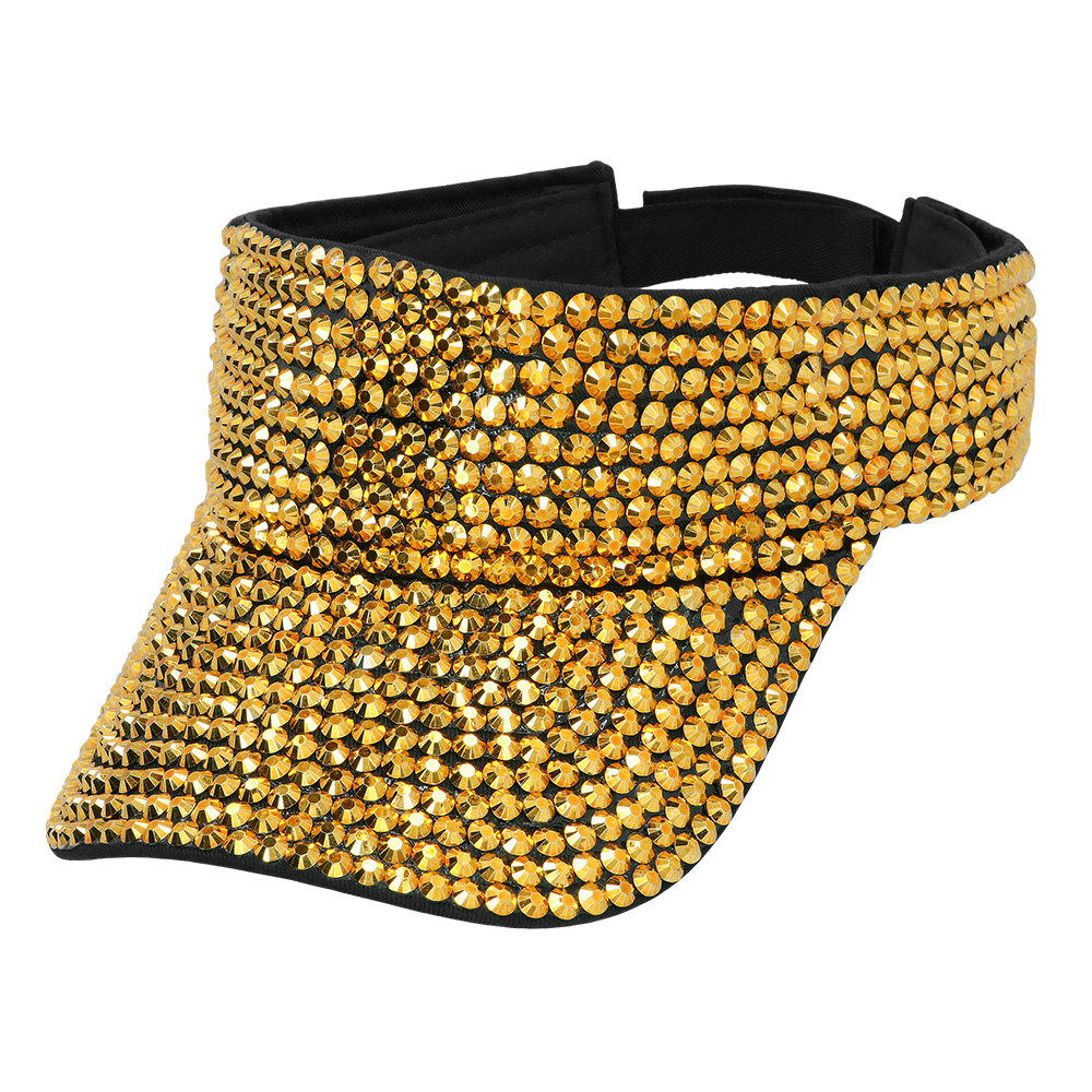 Gouden zonneklep met strass steentjes - Verstelbaar met klittenbandsluiting