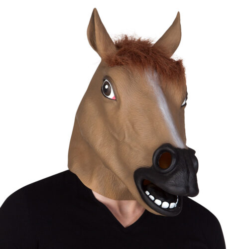 Latex paardenmasker - Dierenmasker - Bruin