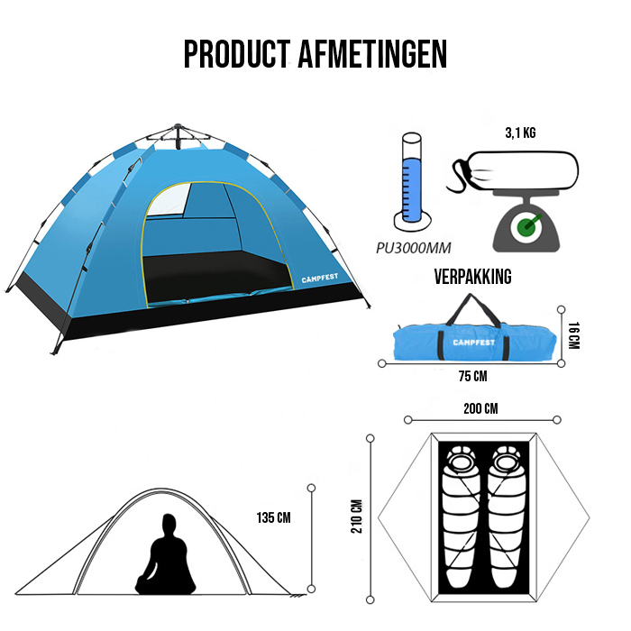 Campfest eenpersoons kampeerset 3-delig - Afbeelding 4