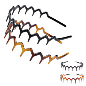 Zigzag haarband set – Anti slip sport haarband – Unisex – Zwart & bruin – 2 Stuks