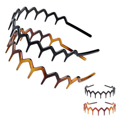 Zigzag haarband set – Anti slip sport haarband – Unisex – Zwart & bruin – 2 Stuks