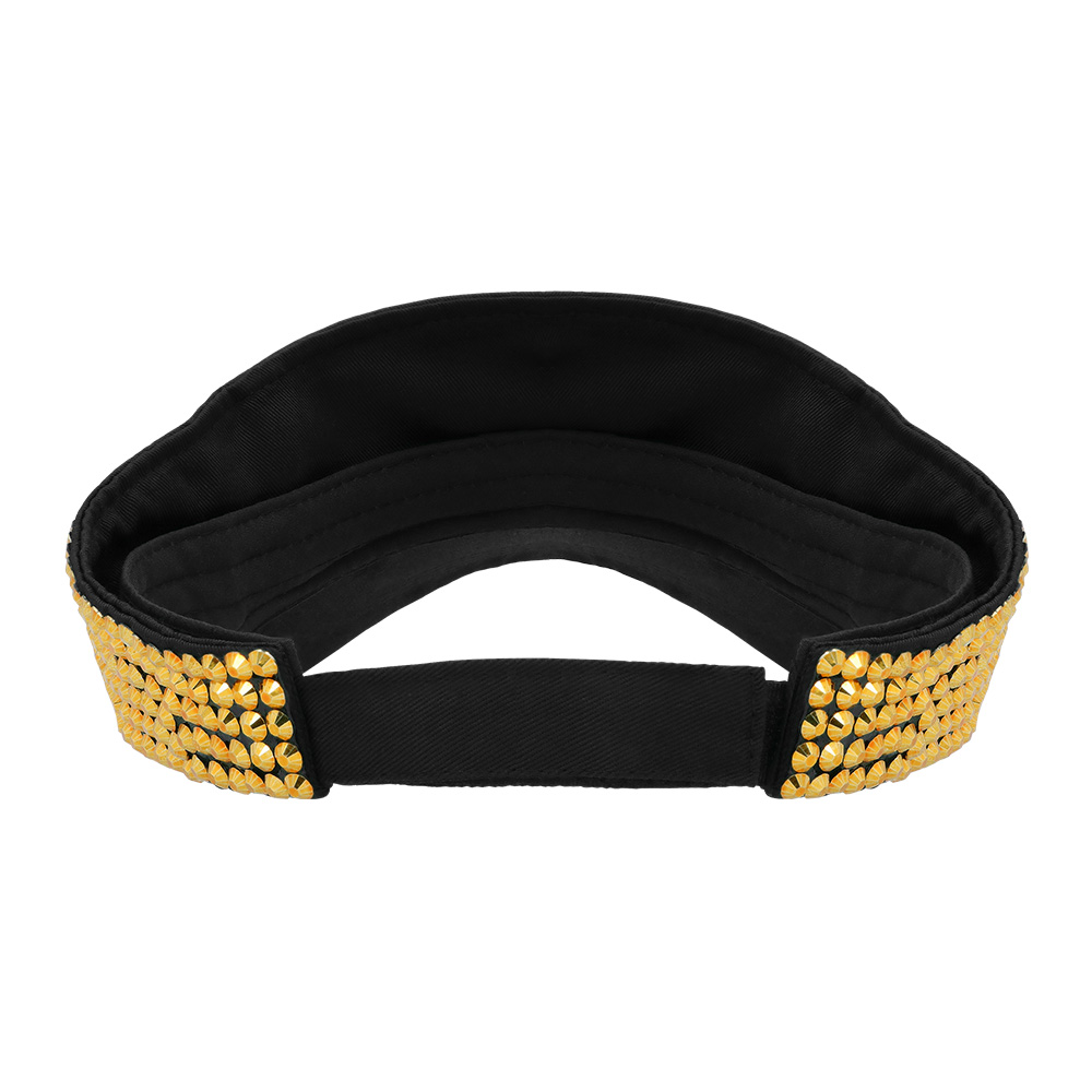 Gouden zonneklep met strass steentjes - Verstelbaar met klittenbandsluiting - Afbeelding 3