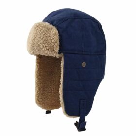 Russische Sherpa Muts – Warme Wintermuts met Oorbescherming – Navy Blauw