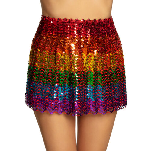 Minirokje regenboog - Festivalrokje met pailletten - Maat M/L