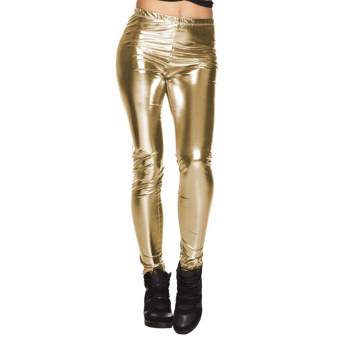 Legging goud - Metallic festival legging met stretch - Maat M