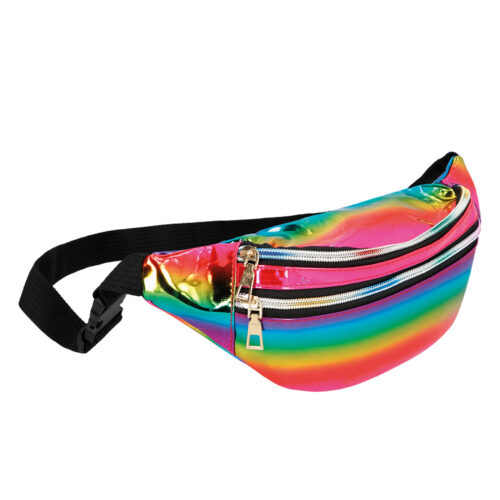 Heuptasje holografisch regenboog - Fanny pack met 2 vakken
