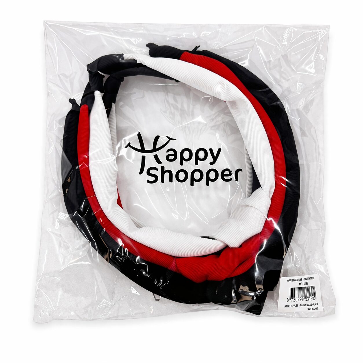 Haarbanden met knoop - Stoffen dames diadeem - Zwart, Wit, Rood - Set 3 stuks - Afbeelding 4