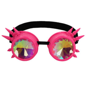 Caleidoscoopbril neon roze - Partybril met spikes