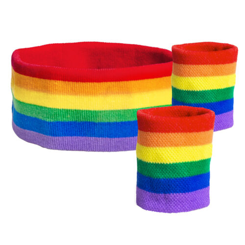 Zweetband set - Hoofdband en 2 polsbandjes - Regenboog