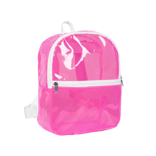 Transparante rugzak neon roze - Doorzichtige festival rugtas - 23 x 28 cm