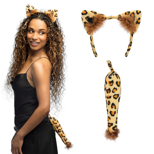 Accessoire set - Luipaard - Diadeem en staart - 2-delig