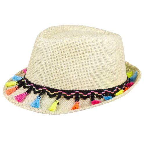 Beechfield one size zonnehoed met zwarte band - Naturel