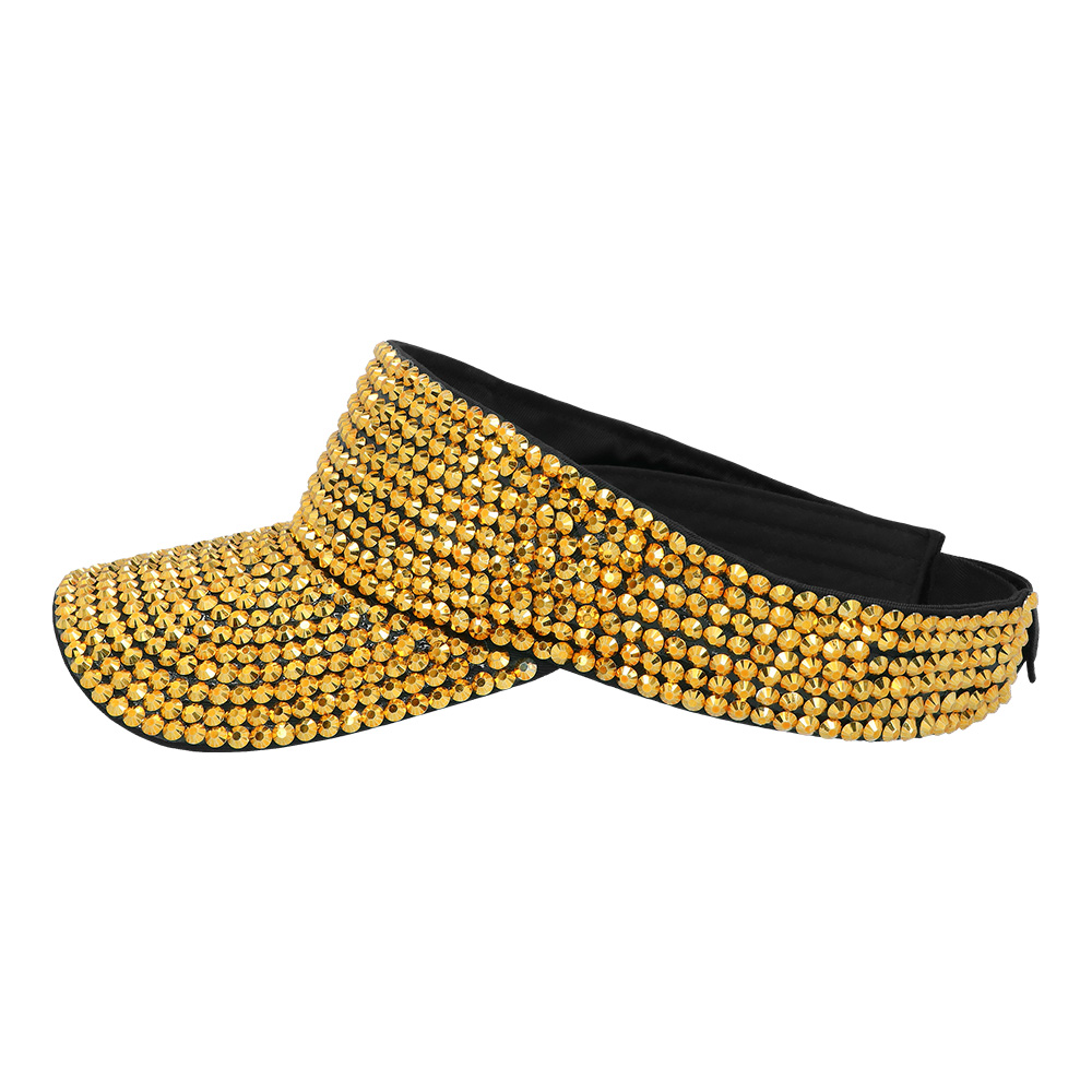 Gouden zonneklep met strass steentjes - Verstelbaar met klittenbandsluiting - Afbeelding 2