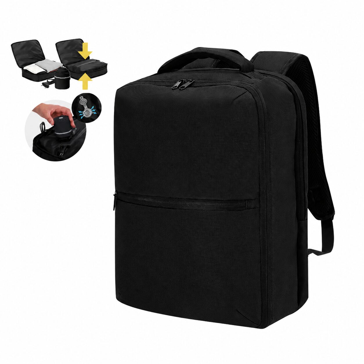 Vacuum rugzak - Voor handbagage vliegtuig - Met pomp - 40x30x20cm - Zwart