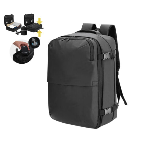 Vacuum rugzak - Voor handbagage vliegtuig - Met pomp - PU - Zwart