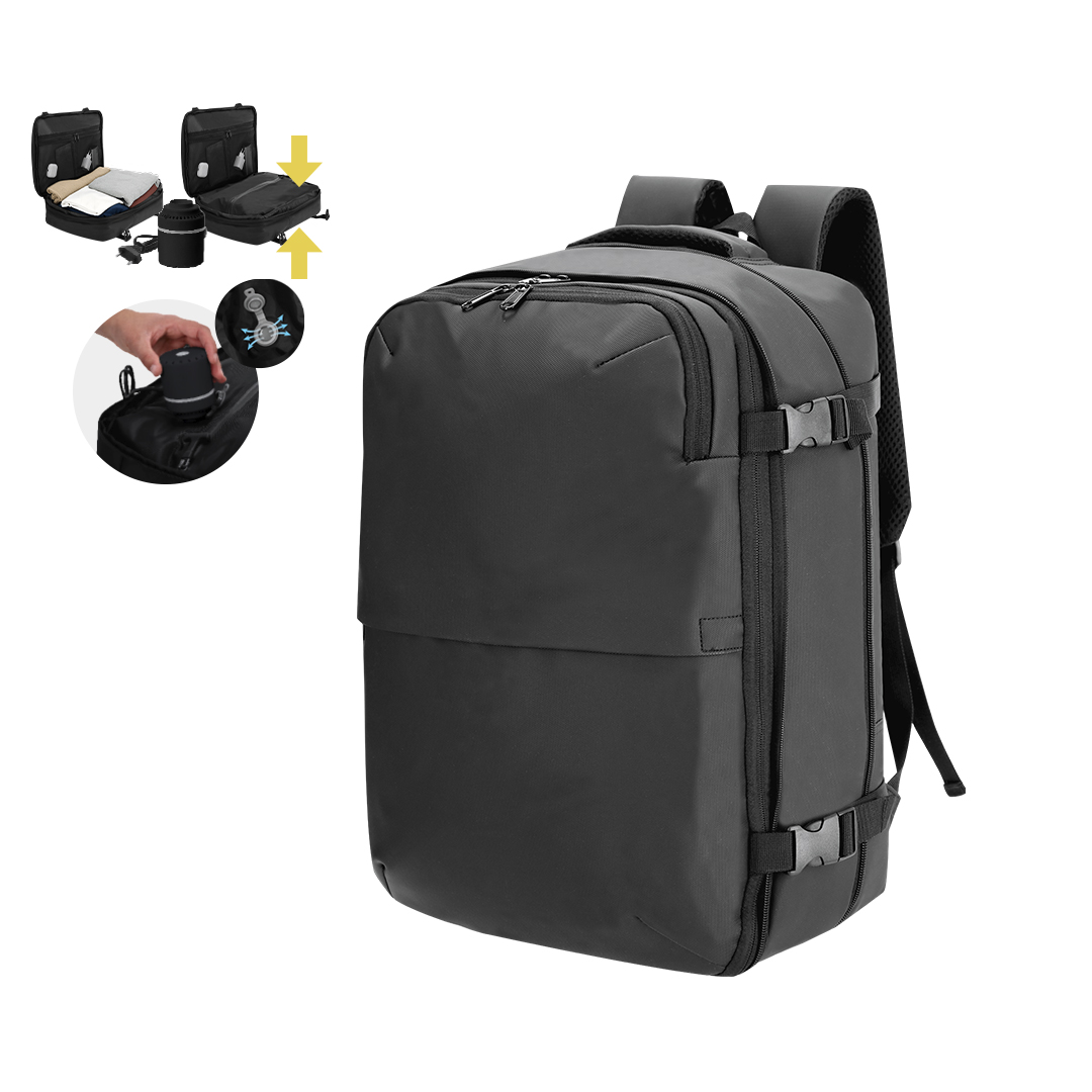 Vacuum rugzak - Voor handbagage vliegtuig - Met pomp - PU - Zwart