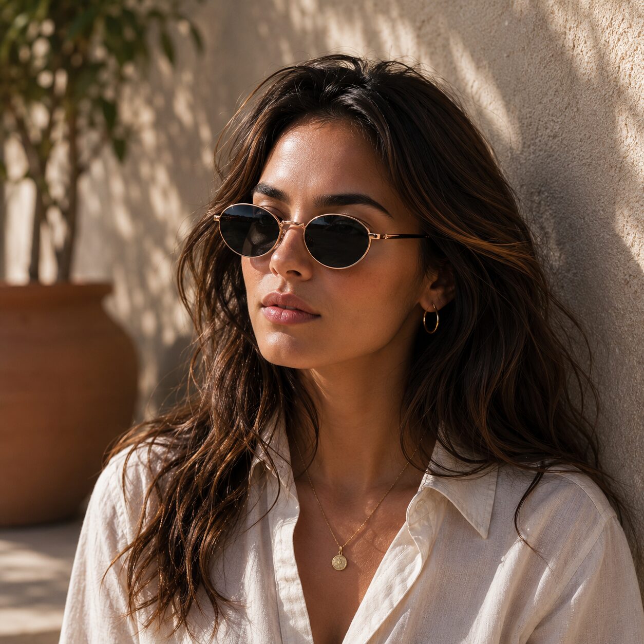 Metalen ovale zonnebril rosé goud met zwarte UV400 glazen – Unisex zonnebril - Afbeelding 3