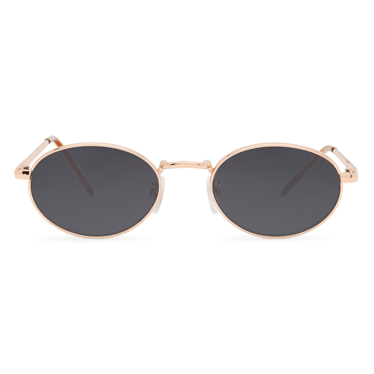 Metalen ovale zonnebril rosé goud met zwarte UV400 glazen – Unisex zonnebril - Afbeelding 2