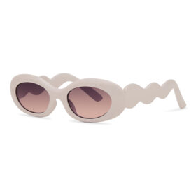 Beige retro festival zonnebril met smoke glazen