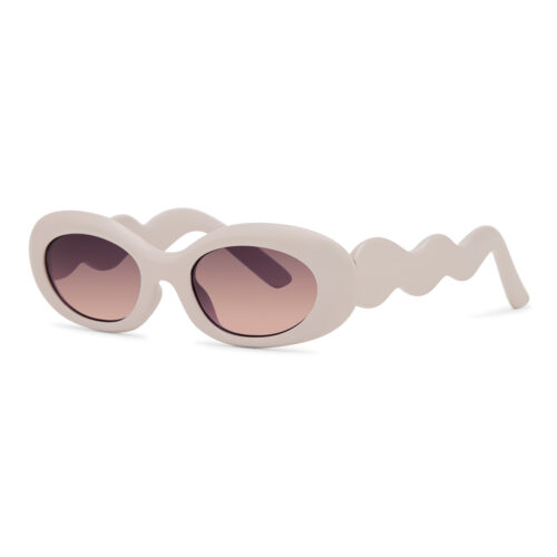 Beige retro festival zonnebril met smoke glazen