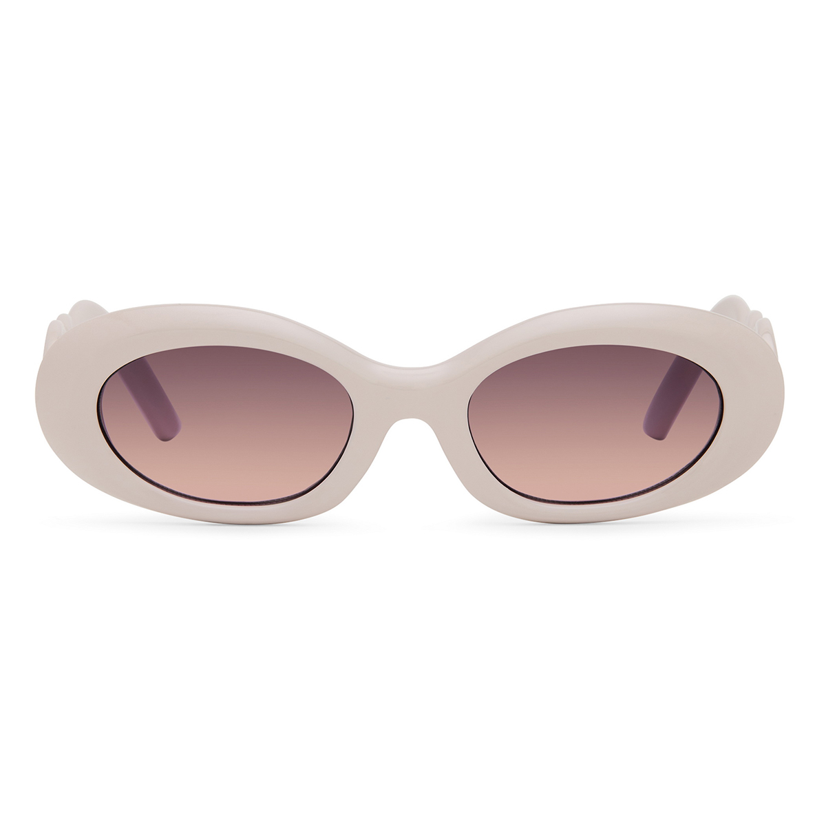 Beige retro festival zonnebril met smoke glazen - Afbeelding 2