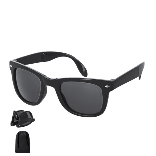 Opvouwbare classic zonnebril met UV400 bescherming en brillenzakje - Zwart