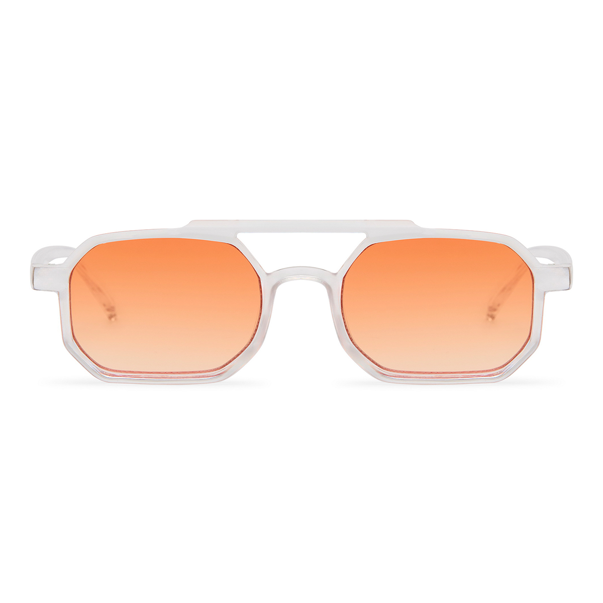 Transparante zonnebril met oranje glazen en uv400 bescherming - Afbeelding 2