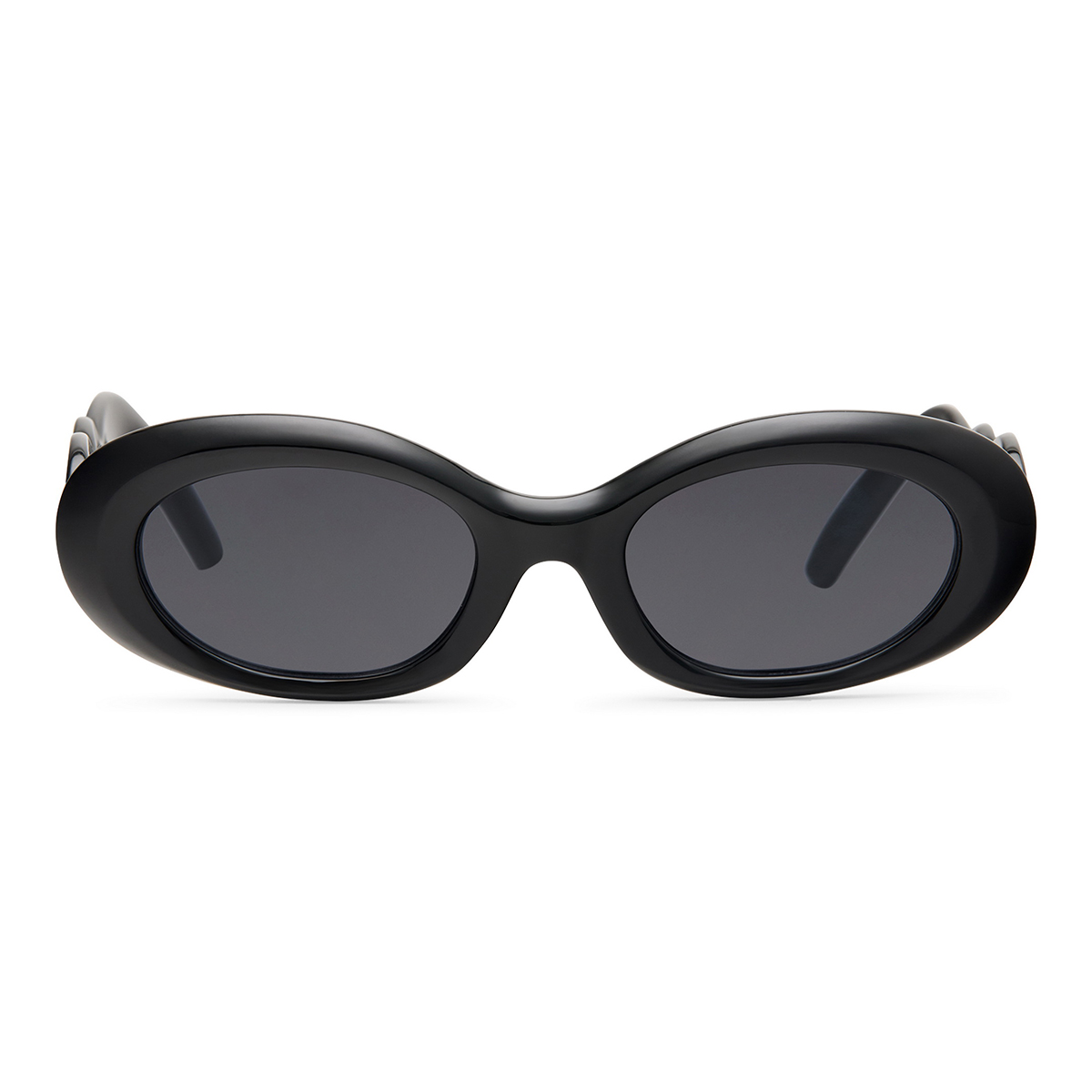 Zwarte retro festival zonnebril met zwarte UV400 glazen - Afbeelding 2