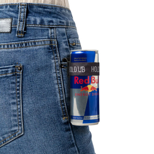Hold Ub elastische blikjeshouder voor festivals - Zwart