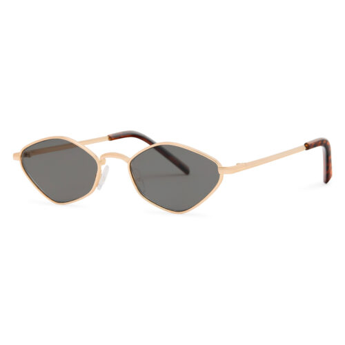 Metalen zonnebril goud met zwarte UV400 glazen – Unisex festival zonnebril